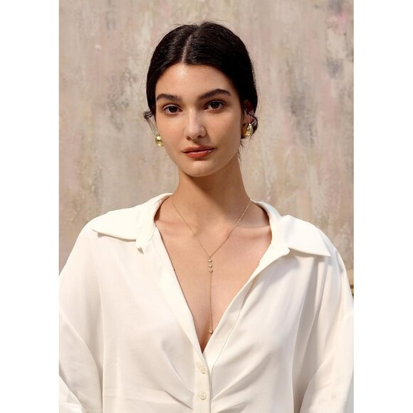 Women 14k Gold Plated Heart Pearl Teardrop Pendant Necklace Simple Gold Drop - Picture 4 of 8